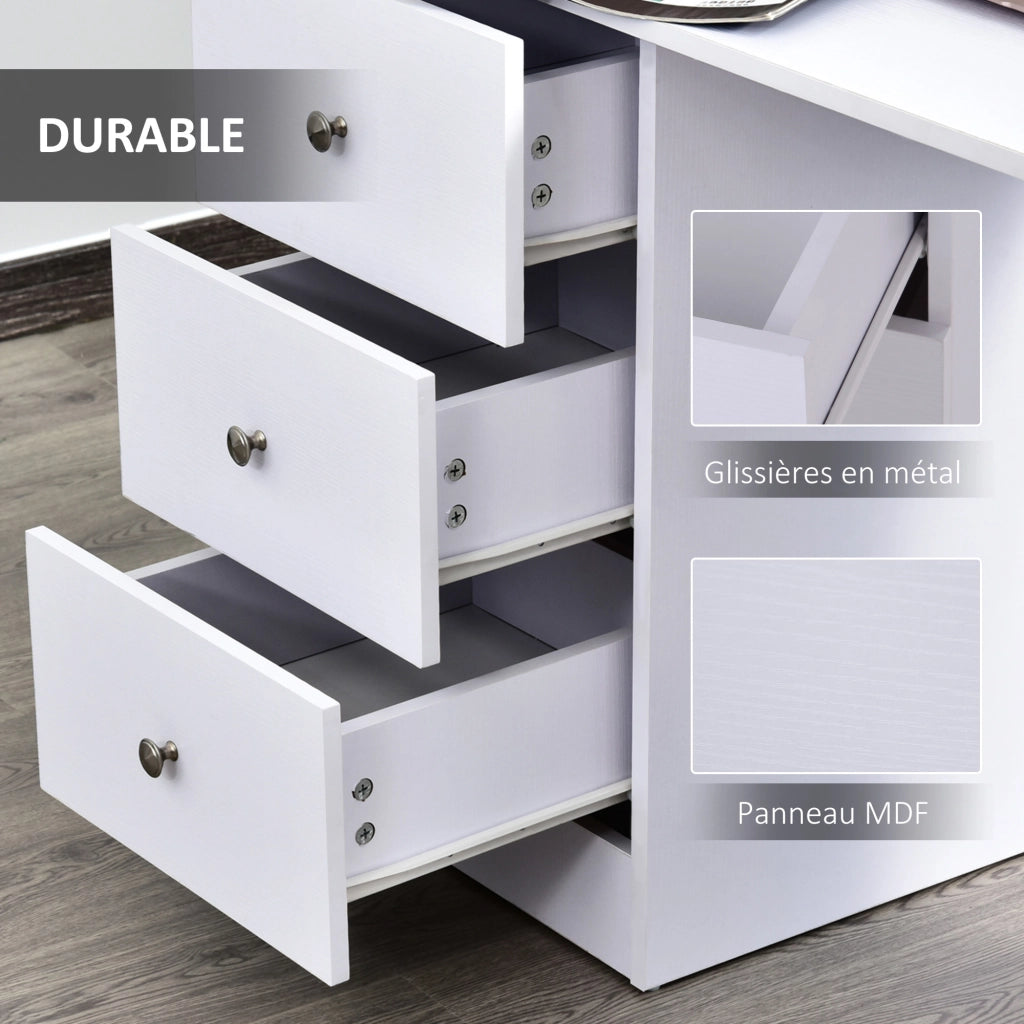 Scrivania con cassetti e scaffali ¨C zephmum ¨C bianco 120x49x72 cm