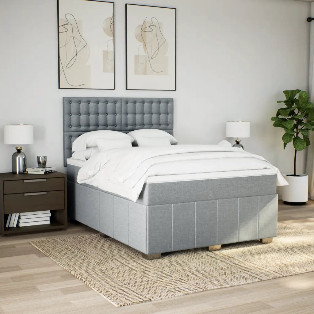 Giroletto a Molle con Materasso Grigio Chiaro 160x200cm Tessuto
