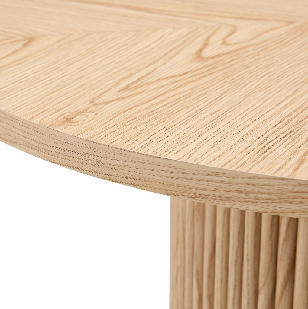 Tavolo da pranzo rotondo in MDF 100 cm con piano suddiviso in 4 segmenti e gambe cilindriche con supporto metallico