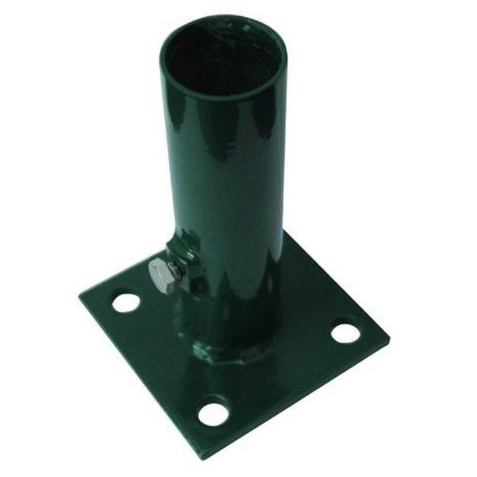 Vigor Base per Pali Tondi Acciaio Zincato Verniciato Diametro 48 mm Fissaggio a Piastra 4 Fori colore Verde