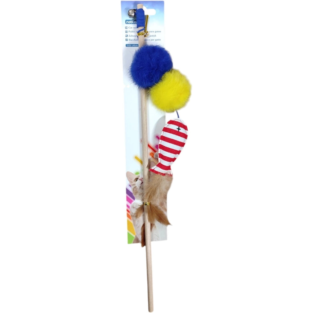 GIOCO PER GATTI CON ERBA GATTA BACCHETTA CON PALLINE PELOSE