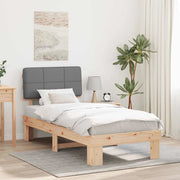 Letto con Testiera Rivestita Grigio chiaro 75 x 190 cm 877459