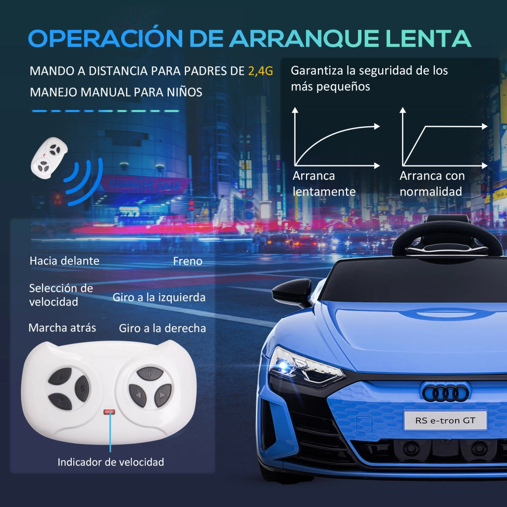 Coche elettrico per bambini 3+ anni Audi RS e-tron GT ¨C zephmum ¨C 103x58x41 cm blu