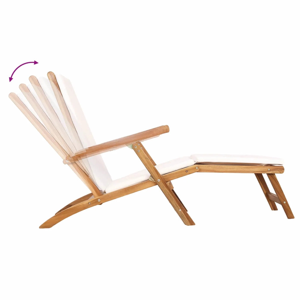 Sedia a sdraio pieghevole con cuscino Bianco 42030522