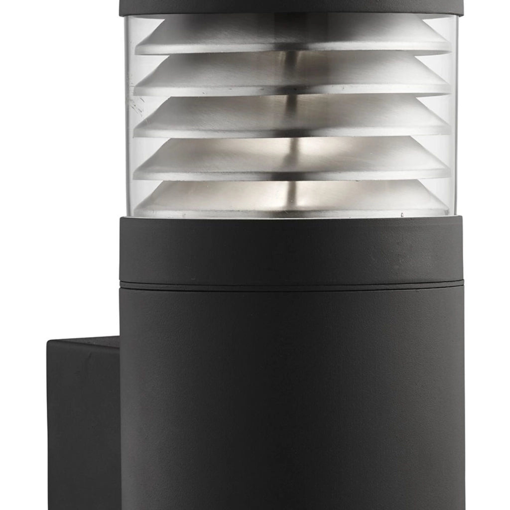 Applique Moderna Bronx Alluminio Nero Vetro Trasparente 1 Luce E27