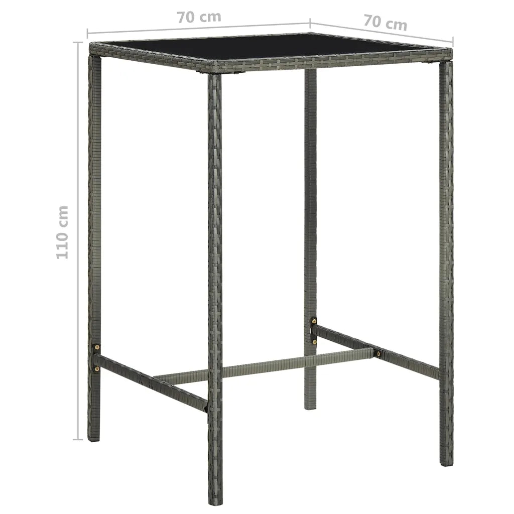 Set da Bar da Giardino 5 pz | Set Salotto da Giardino con Cuscini in Polyrattan Grigio