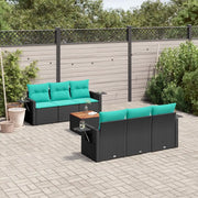 Set Divani da Giardino 7 pz con Cuscini Nero in Polyrattan 3224454