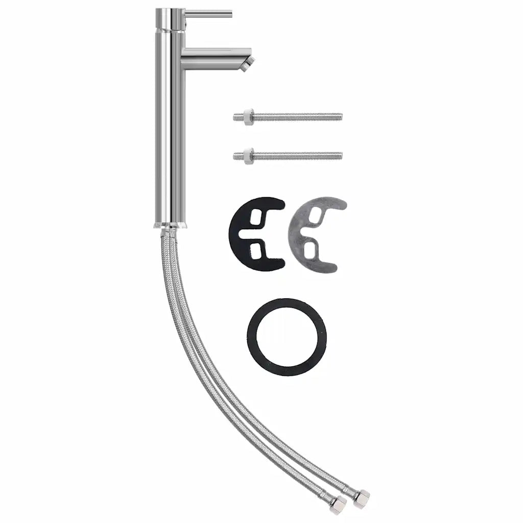 Lavandino con Rubinetto e Piletta in Vetro Temperato Satinato 3098444