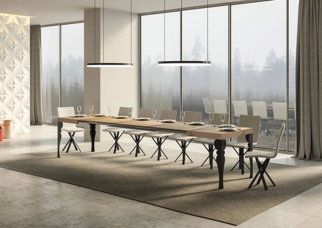 Tavolo allungabile 90x140/400 cm Paxor quercia natura telaio Antracite