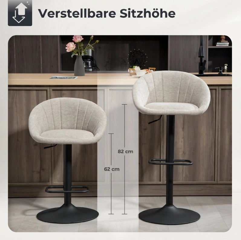 Set 2 sgabelli da bar girevoli beige con braccioli