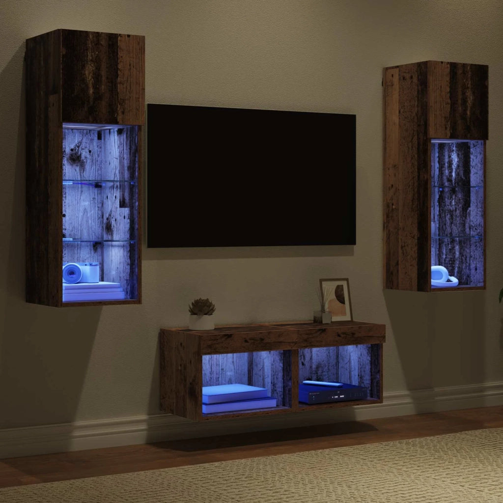 Mobiletti TV da Parete 4 pz-Set di 4 Credenza per TV sospesa Rovere artigianale 40 x 30 x 30 cm