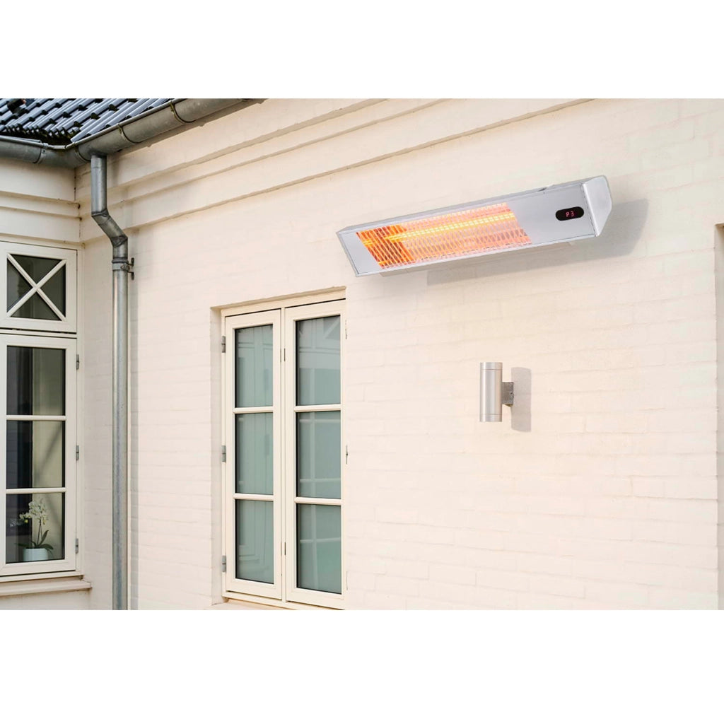 Sined Caldo Ira Inox 2000 Wifi Stufa a Infrarossi Wifi Da Esterno Da 2000w Regolabile Grigio Riscaldante a Onda Corta a Ira e Telecomando Design Elegante Griglia a Protezione e Display a Led