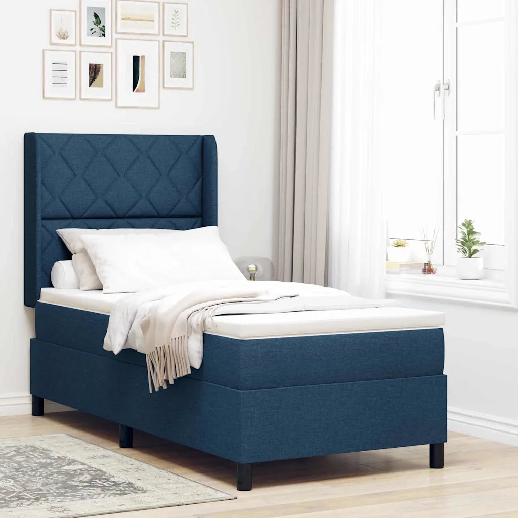 Letto a Sorgente LED con materasso Blu 100 x 200 cm Tessuto