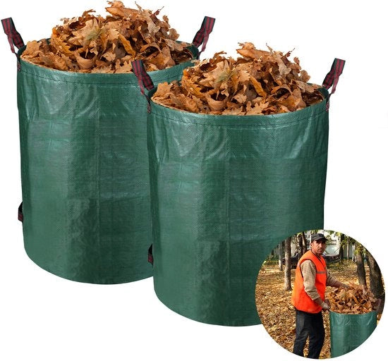 Set di 2 contenitori per rifiuti di giardino da 272 Litri - contenitore per rifiuti di giardino pieghevole - contenitore per rifiuti di giardino - contenitore per rifiuti verdi - contenitore per rifiuti di giardino - riutilizzabile - 76 x 67 cm - verde