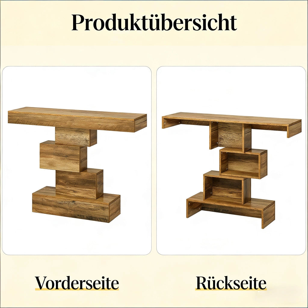 Consolle con base geometrica in pannelli di particelle E1 marrone chiaro per ingresso 108 × 30 × 80 cm