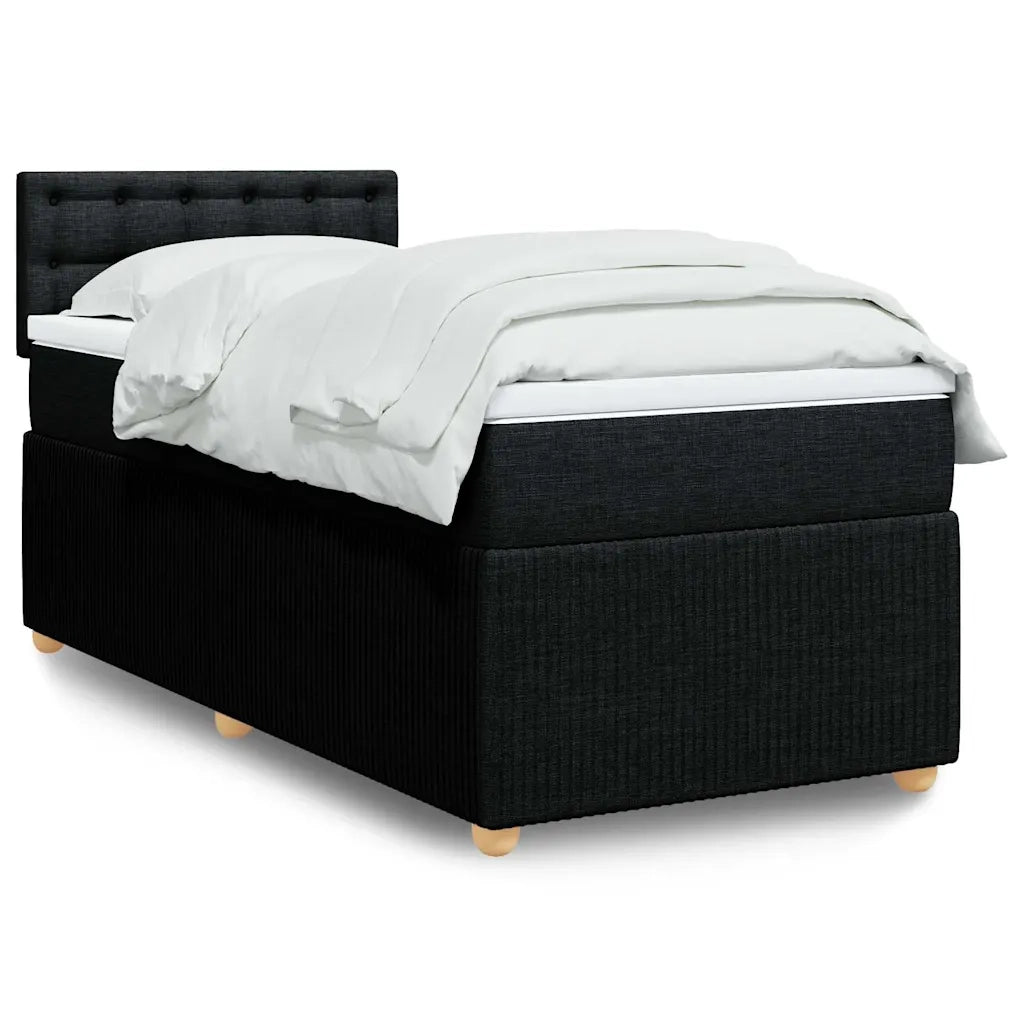 Giroletto a Molle con Materasso-Struttura Letto Nero 80x200 cm inTessuto 346501