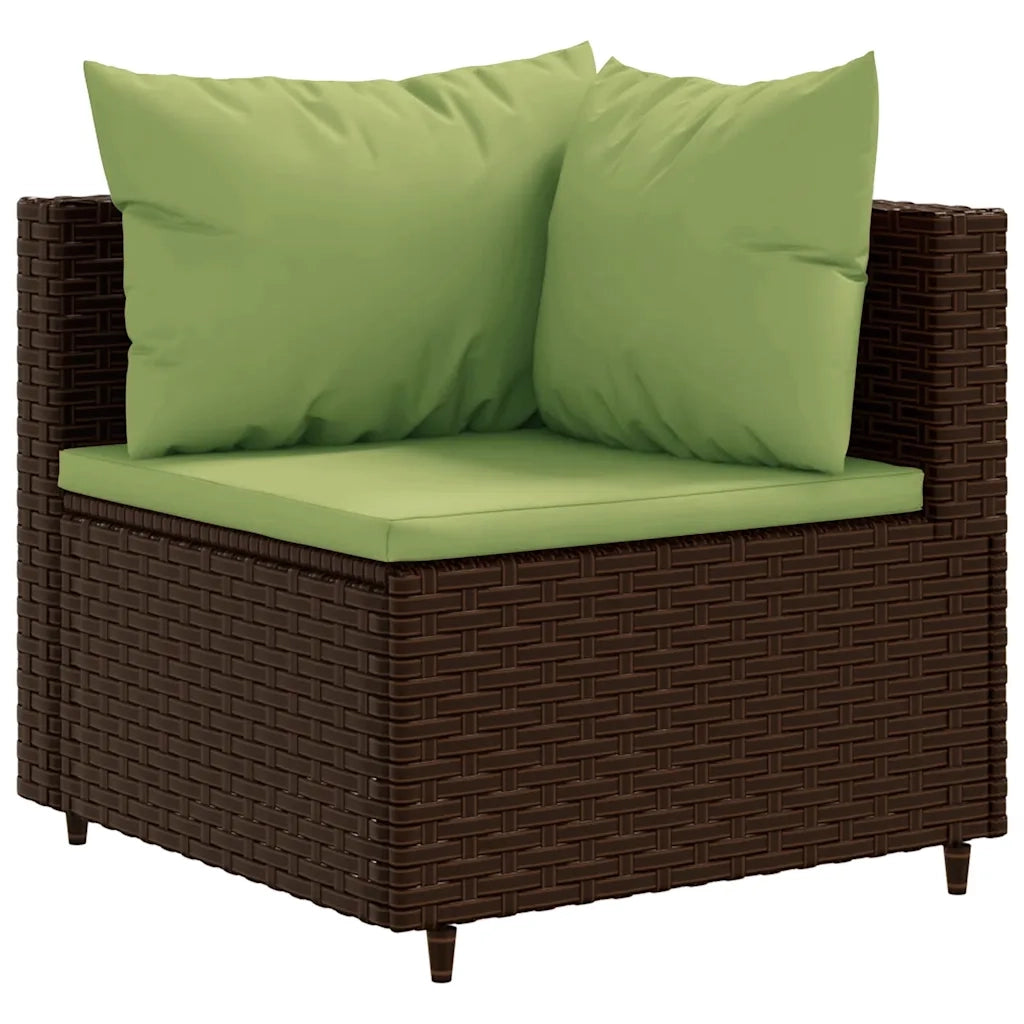 Set Divani da Giardino 5 pz con Cuscini Marrone in Polyrattan 3308126