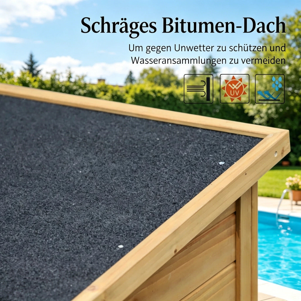 Armadio da esterno in legno con tetto bituminoso e porte a persiana giallo 87 × 46.5 × 96.5 cm