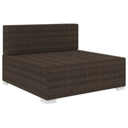 Sedia da Giardino Modulare con Cuscini in Polyrattan Marrone
