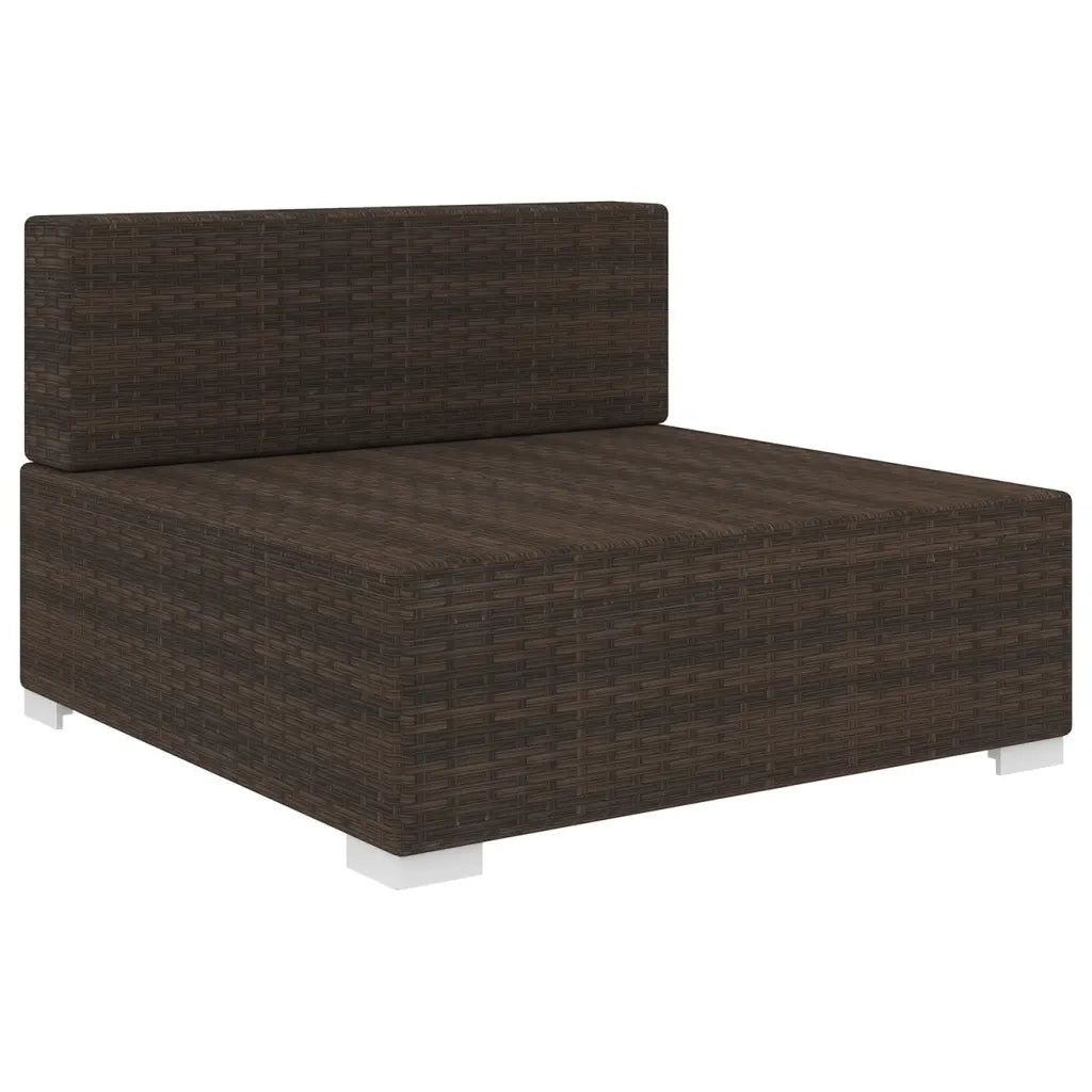 Sedia da Giardino Modulare con Cuscini in Polyrattan Marrone