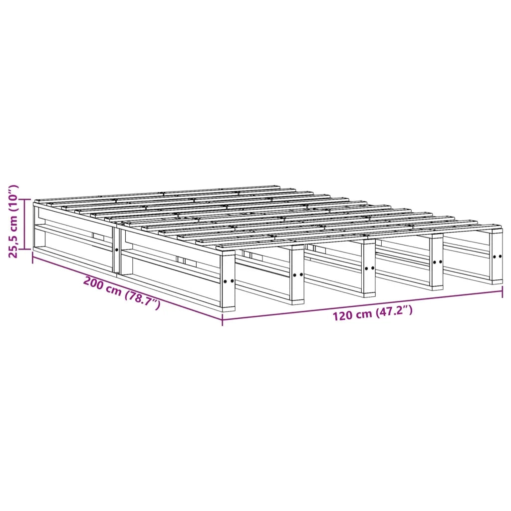 Letto matrimoniale | Letto per adulti | Letto senza Materasso Marrone Cera 120x200 cm in Legno di Pino