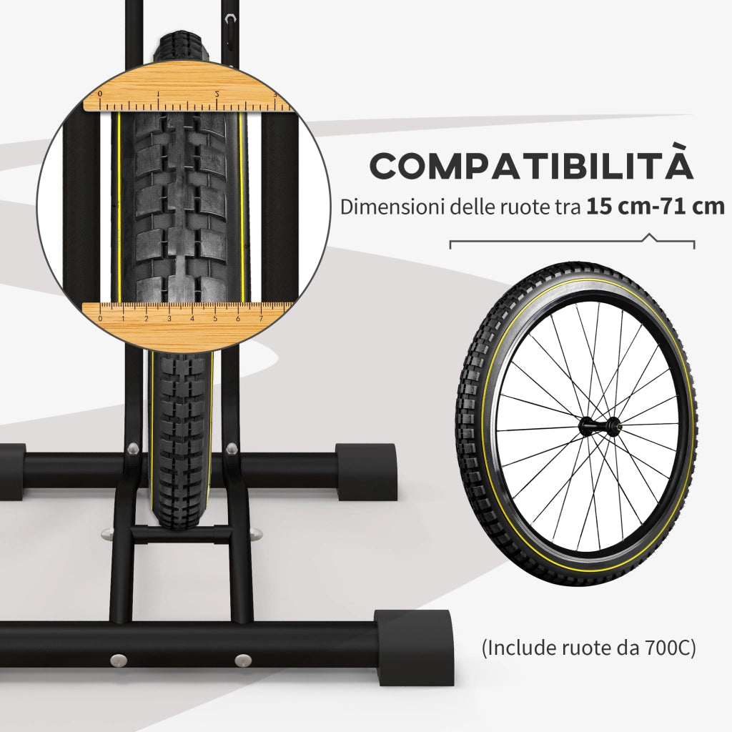 Supporto per Bici con Ganci Regolabili Compatibile con Biciclette 24"-29" e 700c in Metallo Nero