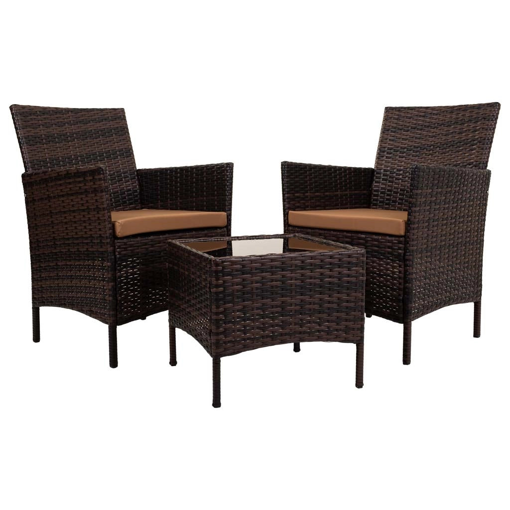 Set tavolo marrone e 2 poltrone