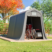 Ricovero da giardino con porta avvolgibile struttura in acciaio zincato telo PE grigio scuro 213 × 366 × 225 cm