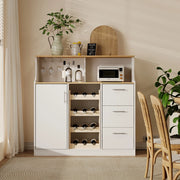 Sideboard Bar con LED, prese, portabicchieri e cantinetta, ampio spazio di archiviazione, ideale per ristorante e cucina