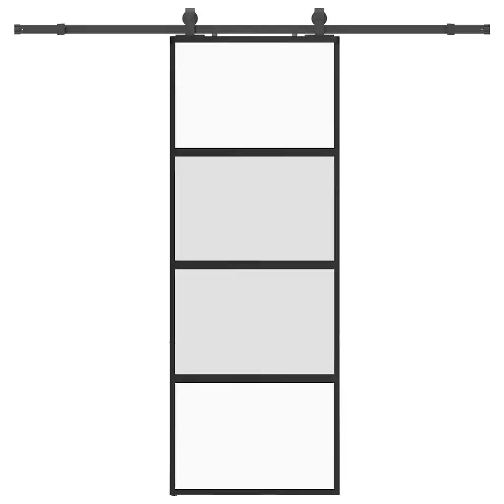 Porta Scorrevole Set Ferramenta Nera 76x205 cm Vetro Temperato