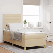 Letto a Sorgente LED con materasso Crema 80 x 200 cm Tessuto