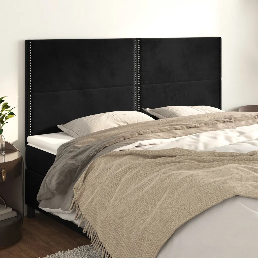 Testiera | Testata Nera 200x5x118/128 cm Velluto
