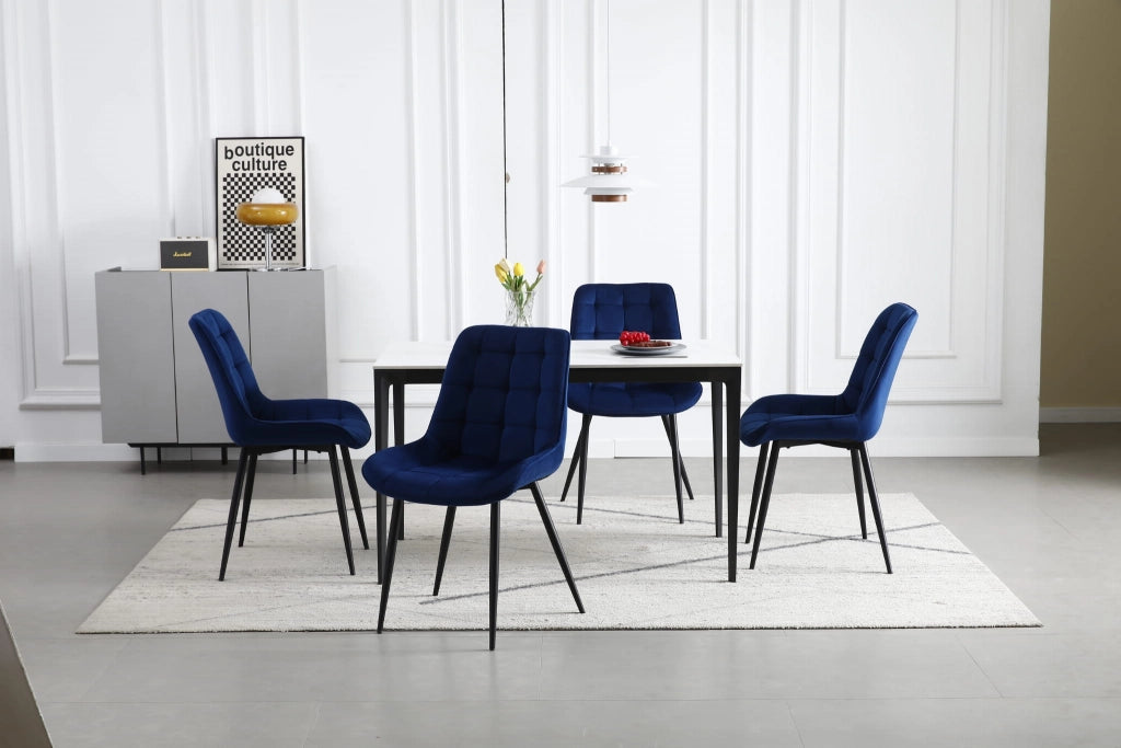 Sedia VALORA BERA - Velluto blu navy con gambe nere x 2