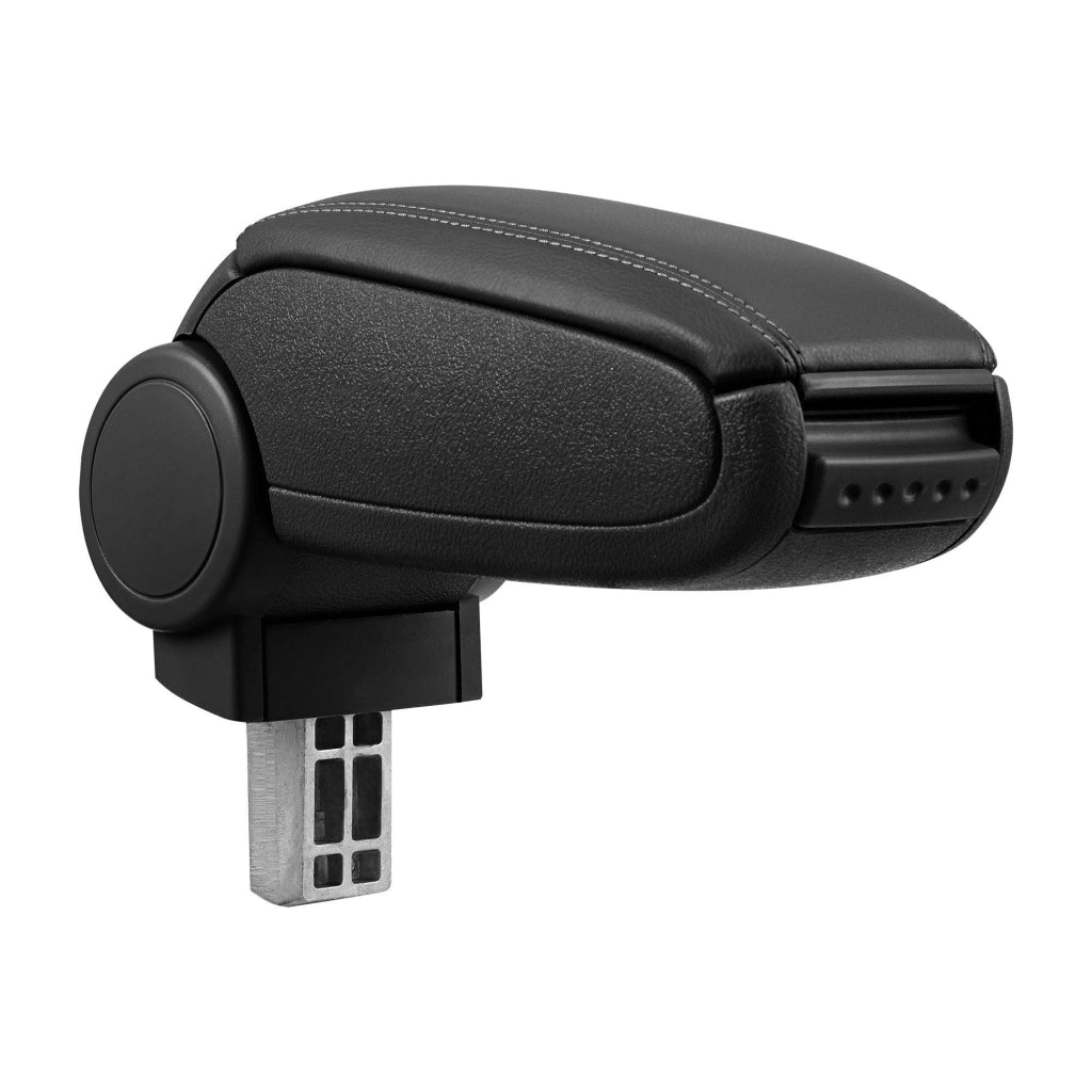 Bracciolo centrale per Opel Astra J con scomparto imbottito in similpelle nera con cuciture nere 03_0000564