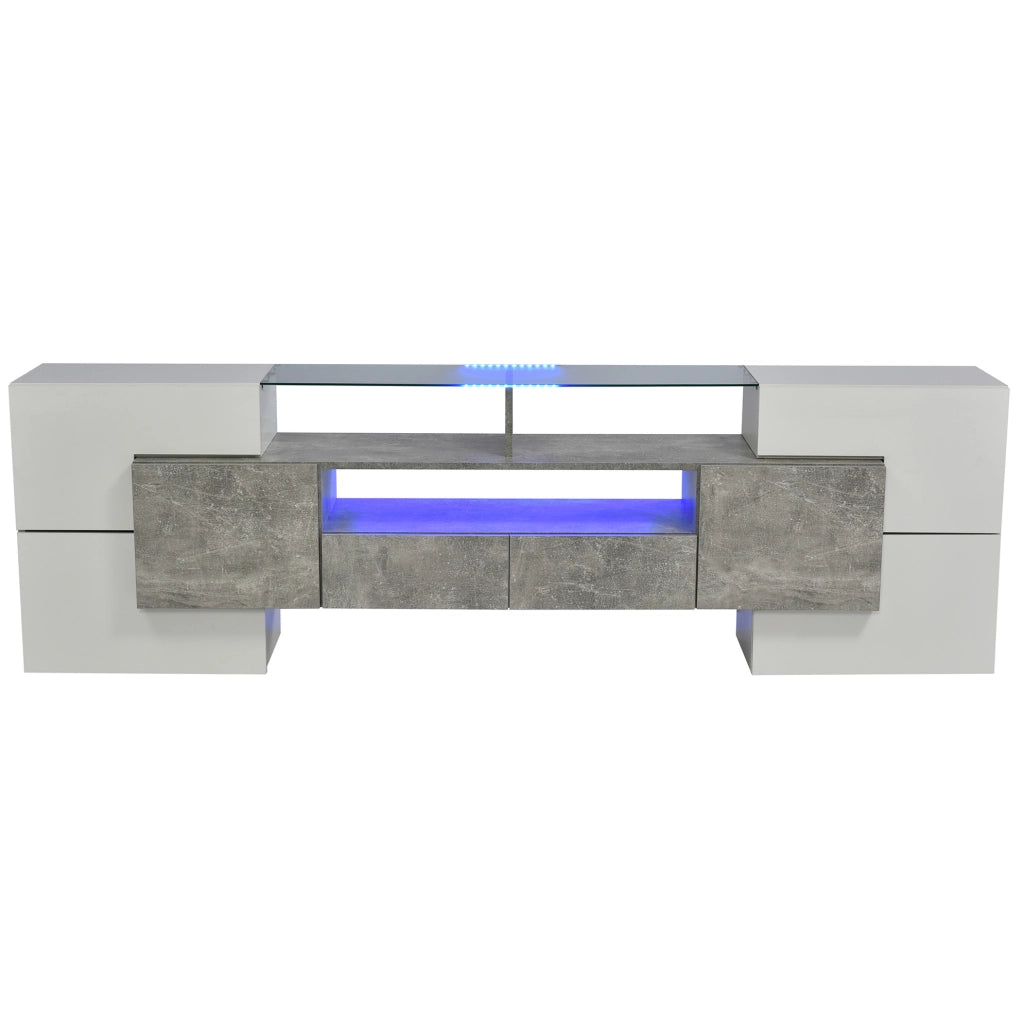 Mobile TV 200x35x60 cm con LED multicolore controllabile tramite app in MDF grigio
