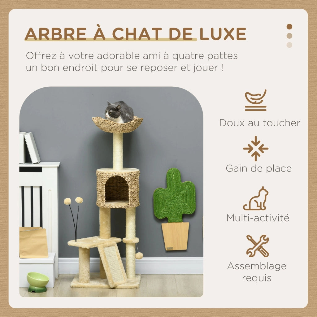 Arbre ¨¤ chat con paniere e piattaforme ¨C Minimal ¨C 116 cm beige