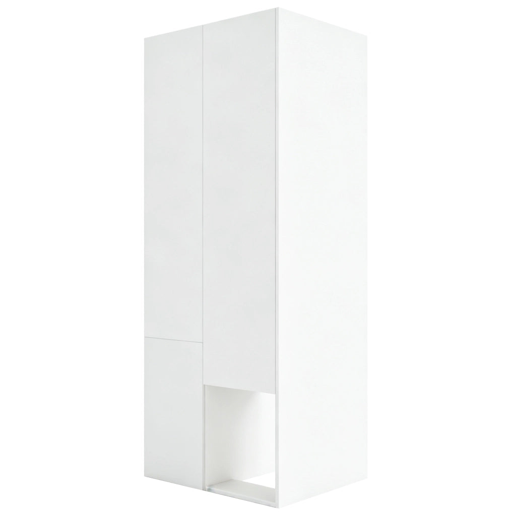 Armadio aperto 70x55x175 cm in MDF bianco con appendiabiti e cassetti