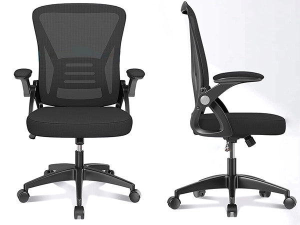 Fenixshop24 Sedia da Ufficio Ergonomica HLD-1809, Supporto Lombare e Braccioli Ribaltabili – Nera