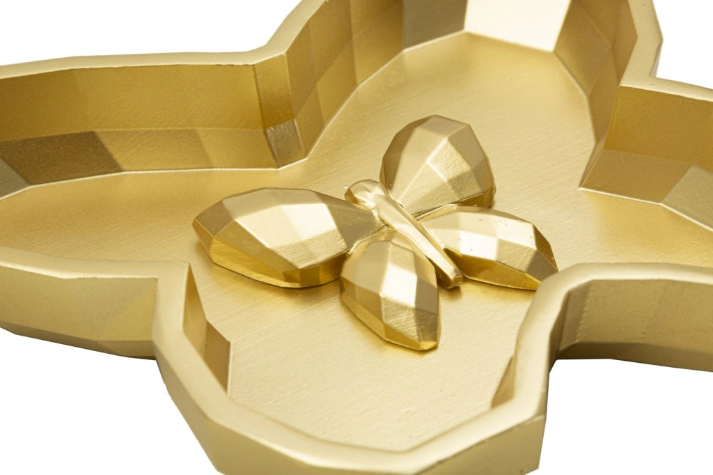 Svuotatasche Butterfly 20,5x17,5x3 cm in Resina Oro