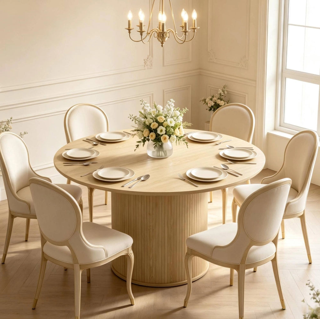 Tavolo da pranzo rotondo Ø120 cm effetto legno naturale