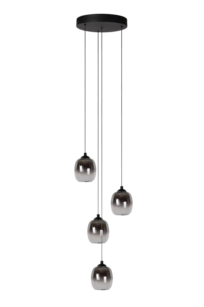 Lampada a sospensione TAMINO 4 luci LED nero vetro Lucide