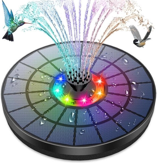 Pompa Solare 55W LED | Pomp a Motore Solare Flottante | 7 Sfogliatoi | Funzione Acquatica | Piscina per Uccelli Giardino Vasca Patio Laghetto