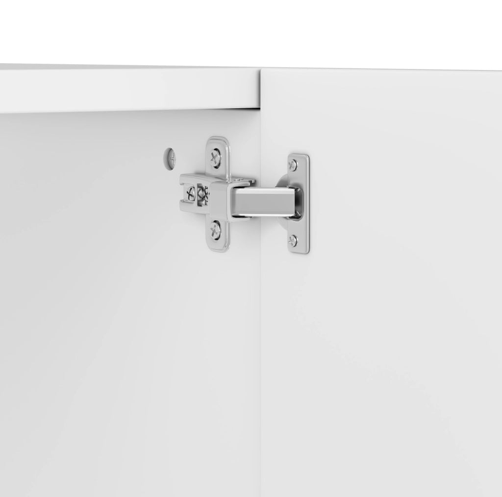 Mobile alto multiuso bianco 60;5 x 34 x 135;5 cm in truciolare con 4 ante e ripiani regolabili