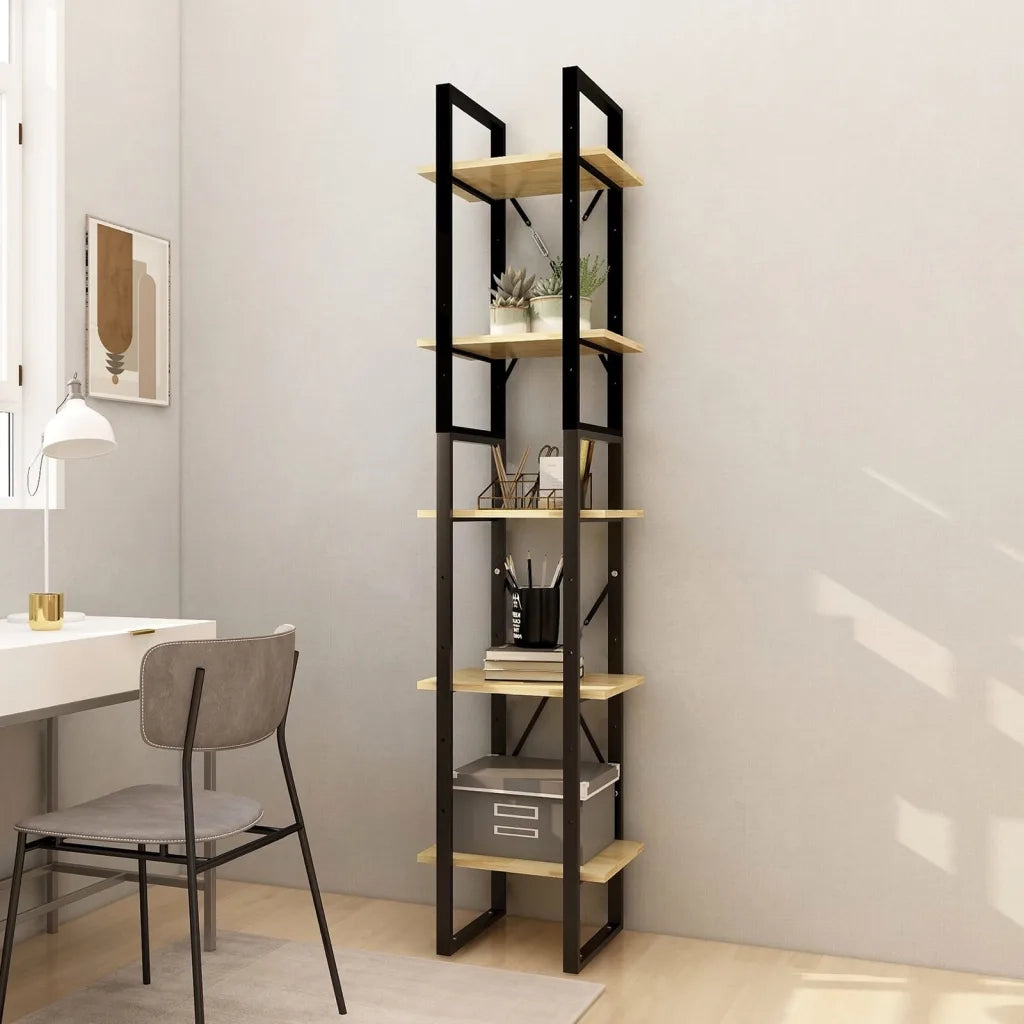 Libreria a 5 Ripiani-Scaffale per Libri-Mobile di Stoccaggio Marrone 40x30x175 cm in Legno di Pino
