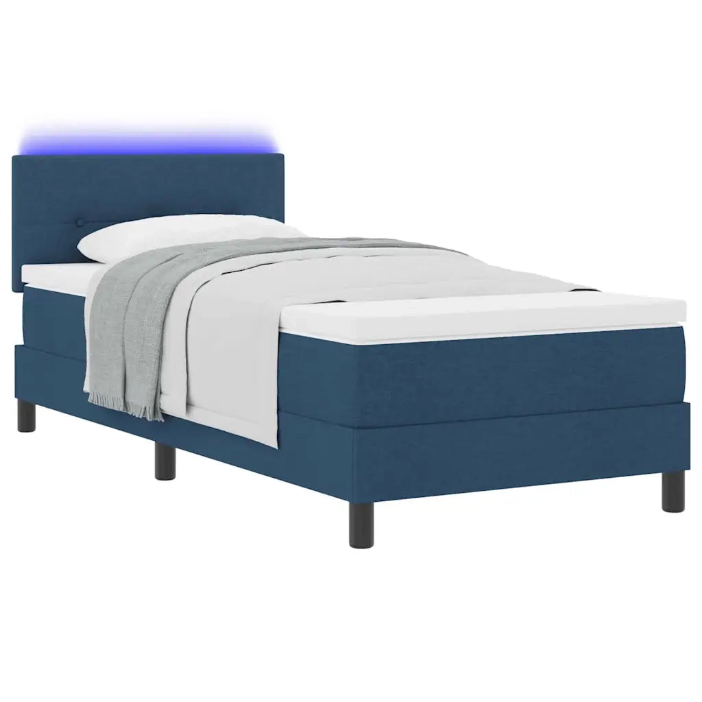 Letto a molle con materasso con led Blu 90 x 200 cm Tessuto