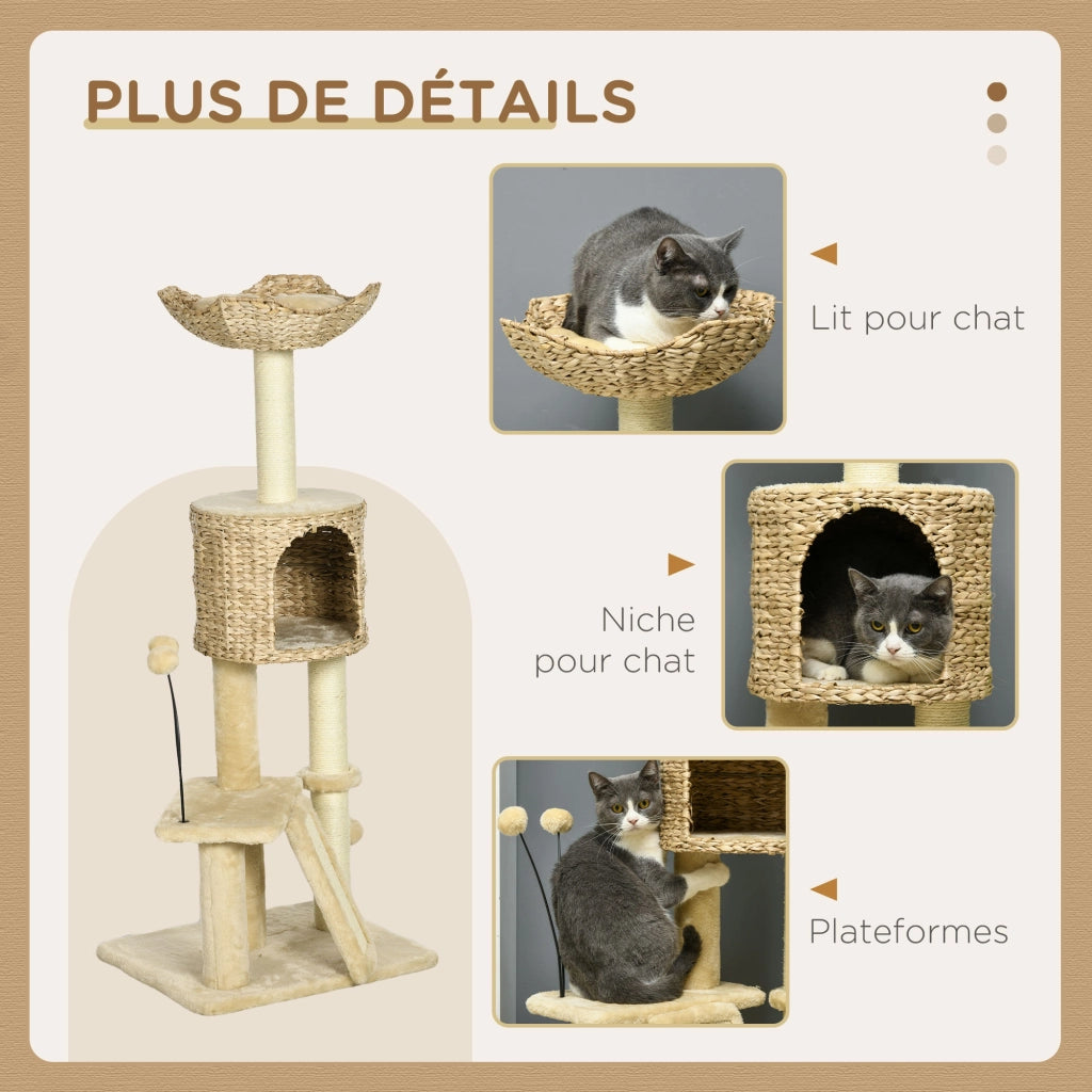 Arbre ¨¤ chat con paniere e piattaforme ¨C Minimal ¨C 116 cm beige