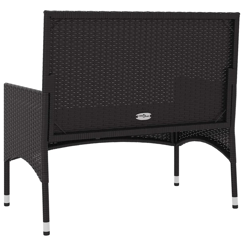 Panca da Giardino a 2 Posti-Sgabello-Panca da esterno con Cuscini in Polyrattan Nero 279515