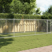 Gabbia per Cani con Porta Grigia 8x2x1,5 m in Acciaio Zincato 3209580