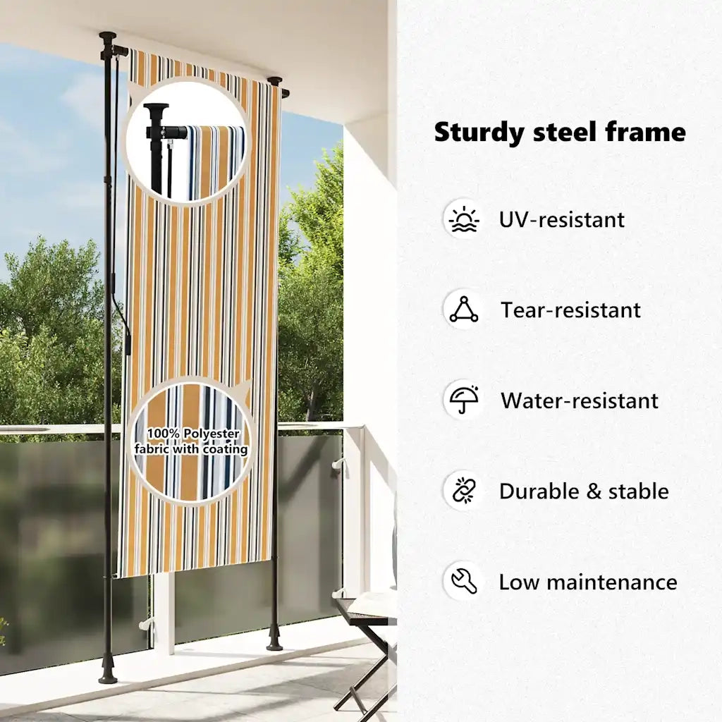 Tenda a rullo | Tenda avvolgibile Esterno Gialla e Bianca 120x270cm Tessuto Acciaio