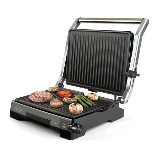 Bistecchiera elettrica black & decker bxgr2200e inox e black - 8432406680098